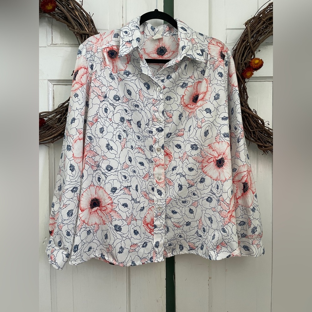 🌻Cadisport Vintage Flowered Blouse Women's Size 20